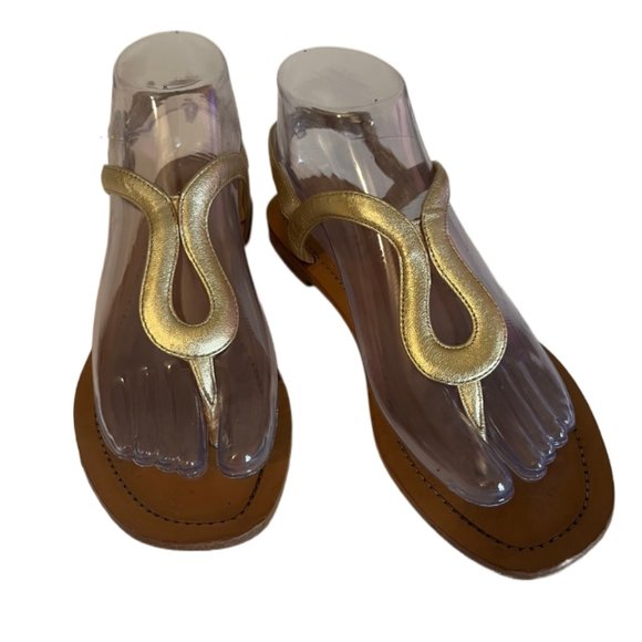 Prada Grecian style metallic gold sandals - Picture 1 of 12